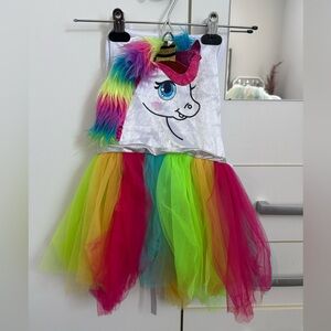 Colorful Unicorn Kids Costume/ apron dress size 8-10